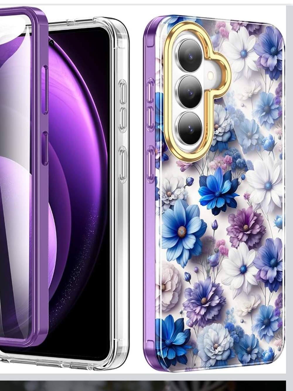 Hocase Samsung Galaxy S26 Case 6.3" Blue Purple Flowers NWT